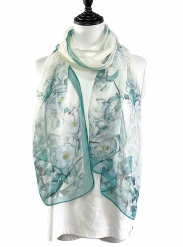 Xyueanlo Scarfs for Women Fashion Scarves Print Pattern Lightweight Sunscreen Scarf Wraps Shawls - color: Camellia Green