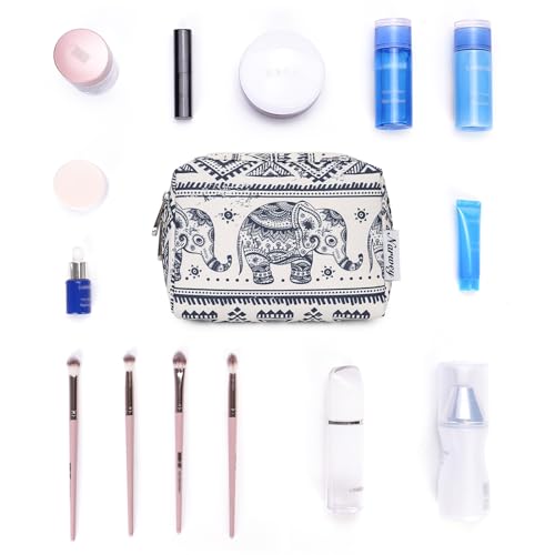 Narwey Small Makeup Bag for Purse Mini Cosmetic Bag Travel Makeup Pouch Zipper Pouch Cute Make up Bags with Compartments for Women Girls (Elephant, Small) - color: Elephant, style: Small
