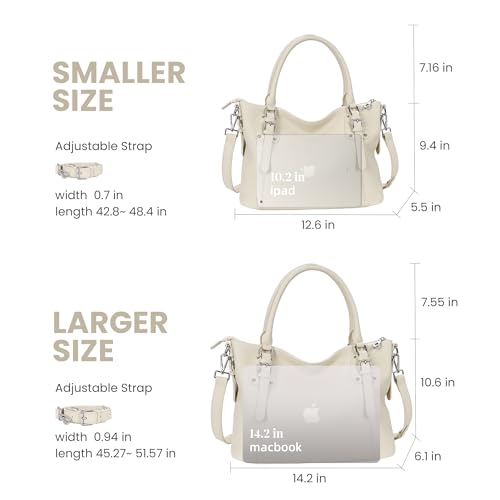 HESHE Genuine Leather Purses and Handbags for Women Tote Shoulder Bag Satchel Purse Top Handle Bags Hobo Crossbody Purse - color: Beige, size: Large