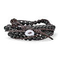 Bling Jewelry Unisex Two Tone Multi Strand Layered Link Chain & Bead 6MM Gemstone Tiger Eye Black Onyx Crystal Ball Beads Bracelet Teen Silver Tone Oxidized Stainless Steel Toggle Clasp Adjustable