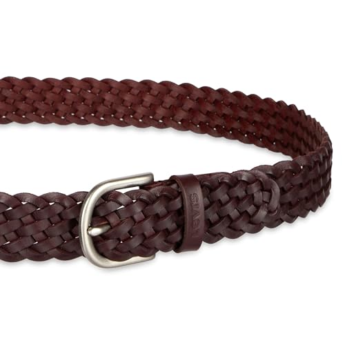 Levi's Women's Fully Adjustable Casual Leather Braided Belt for Jeans and Dresses - color: Burgundy, size: Medium
