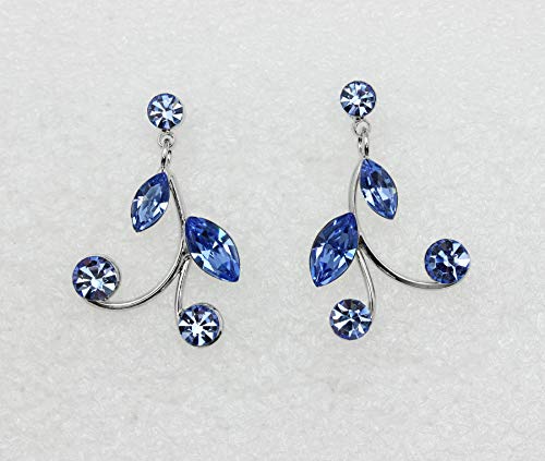 Faship Gorgeous Rhinestone Crystal Floral Necklace Earrings Set - color: Blue
