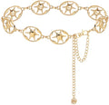 LIMHOO Women's Metal Waist Chain Belts Gold Silver Link Belt for Dresses - color: Star Gold, size: L: Length 135cm/53.1in