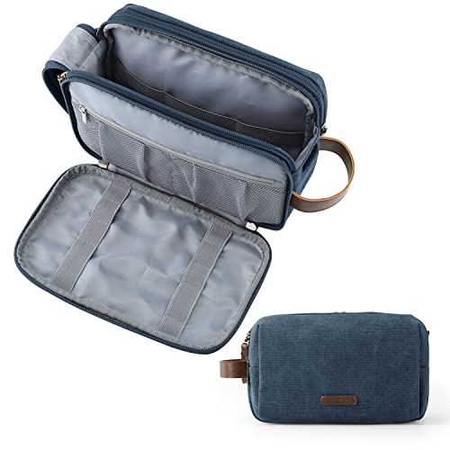 BAGSMART Toiletry Bag for Men, Canvas Travel Toiletry Organizer Dopp Kit Water-resistant Shaving Bag for Toiletries Accessories,Navy Blue-Large - color: Navy Blue, size: Large