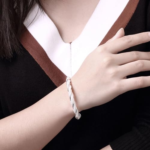 925 Sterling Silver Bracelets Open Adjustable Bangle Bracelet Teardrop Water Drop Cuff Bangles for Women - color: Pattern 9
