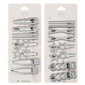 Ymapinc Silver Star Hair Clips, 16pcs Y2K Heart Hair Barrettes, Hair Accessories for Women Girls, 2000s Style Non-Slip Silver Metal Clips