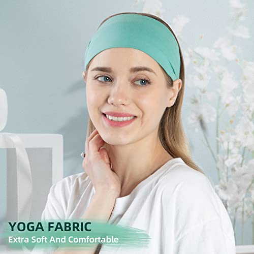 RITOPER Workout Wide Headbands for Women Non Slip, Super Soft Yoga Running Exercise Head Bands, Elastic Sweat Band Hair Bands for Women's Hair, Womens Solid Headband Hair Wrap - color: momao-12-solid