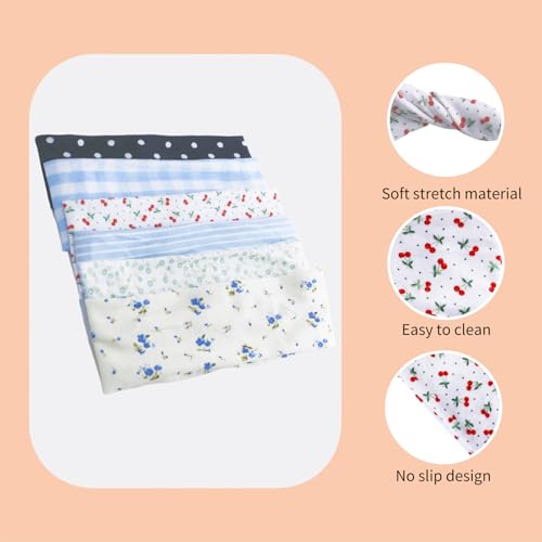 6 Pcs Anti-Slip Elastic Headbands for Women Soft Fabric Yoga Sweatbands with Floral Heart Print Stretchy, Sweat-Absorbent and Lightweight for Fitness, Running and Daily Wear - color: Headbands Color-multicolored