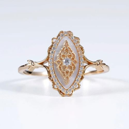 Simple Wave Lace Ring Women's Personalized Vintage Court Style Ring, Gold Rings for Women，Promise Rings for Her - color: Gold, size: 6