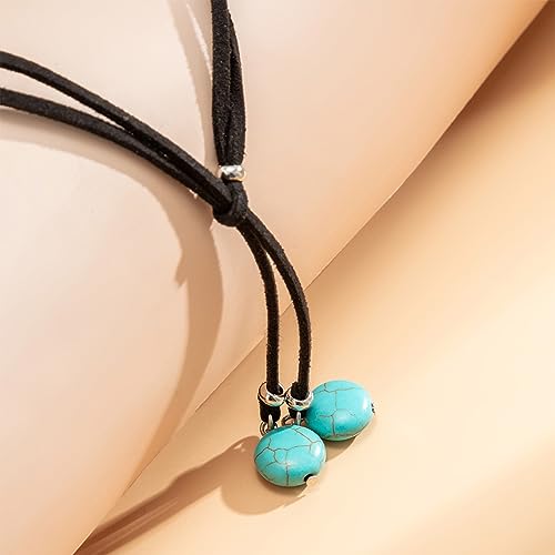 HUASAI Choker Necklace for Women Boho Necklaces Country Concert Outfits for Women Layered Western Choker Necklace Boho Cowgirl Jewelry Accessories Dress - color: F:Turquoise Boho Necklace