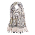 QIUTIMIY Scarf for Women Lightweight Soft Floral Leopard Printed Scarves Fall Winter Fashion Shawl Wrap with Fringe - color: Flower-pink Grey