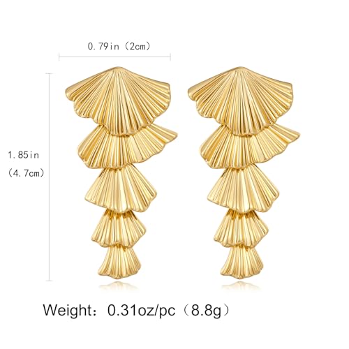 Gold/Silver Shell Dangle Earrings for Women Seashell Drop Dangle Earrings Ocean Beach Earrings Summer Jewelry - color: 14 Gold Plated