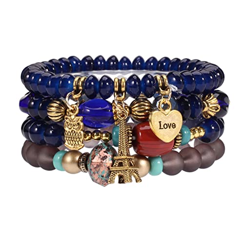 Bracelets Bohe Multilayer Chain Tassel Stackable Charm Stretch Statement Bracelet Set - color: Color3