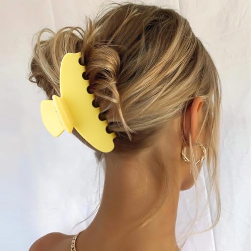 MAORULU Cute Claw Clip for Women – 4.3'' Large Acetate Hair Clips for Thick Thin Curly Long Hair, Durable Hair Clamps Non-slip Jaw Clip, Strong Hold, Stylish French Design (Lemon Yellow) - color: Lemon Yellow