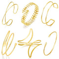 COLOYAN 6PCS Gold Arm Cuff Upper Arm Cuff Bracelets for Women Open Upper Arm Cuff Bangle Adjustable Armband Set Jewelry - color: A