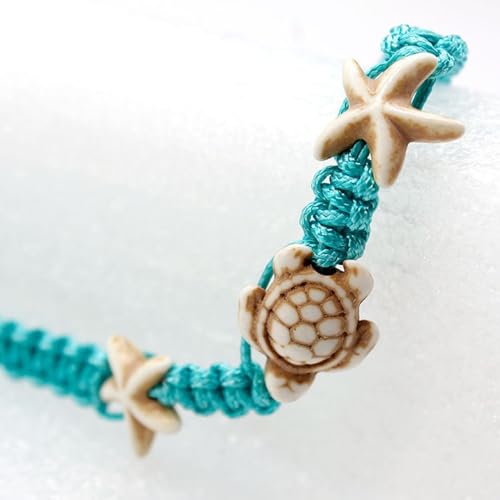 Boho Turtle Anklets Bracelets Blue Starfish Summer Beach Waterproof Barefoot Sandals Jewelry for Women