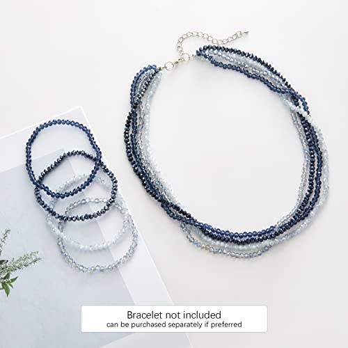 Noessla Beaded Statement Necklaces for Women Layered Chunky Bead Necklace Fashion Costume Jewelry Gifts for Mom - color: 029-Blue