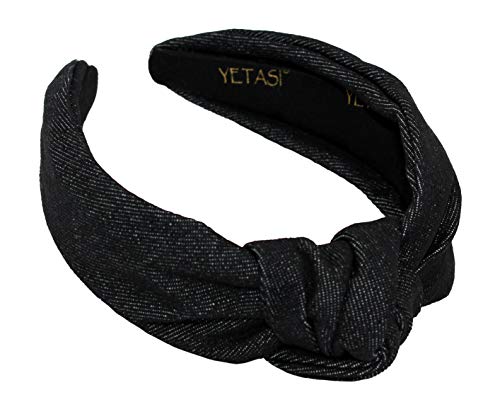 Black Denim Headbands for Women Get Compliments Head bands for Women's Hair are Chic. Knotted Headband is a Girls Fashion Designer Jean Top Knot - color: Denim Black