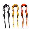 VICASKY 3pcs U-shaped Leopard Print Hair Pins Set Resin Double-prong Hair Forks for Women Styling Accessories for Bridal Updo and Everyday Use