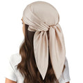 vimate Head Scarf for Women Hair 27'' Square Satin Silk Feeling Bnadana Neck Scarf Handbag Accessories Etc - color: C84#. Apricot