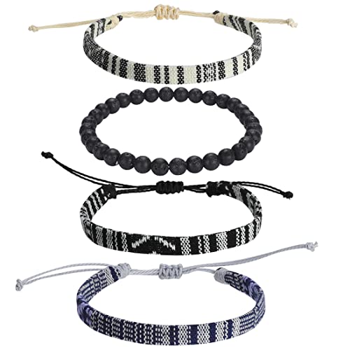 Beach Bracelet Set for Men and Women, Surfer Men Bracelet, Braided Boho Summer Bracelets Adjustable Men's Bracelet Handmade Women Bracelet String Rope Ankle Bracelets Birthday Gift - style: Bohemian