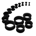 WBRWP 20/28pcs Ear Stretching kit Set: Hollow Hard/Soft Silicone Plugs and Tunnels Ear Expander Gauges Stretcher Body Piercing Jewelry - style: 28pcs Thick/Black
