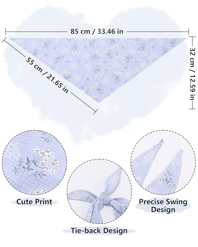 AWAYTR 3Pcs Hair Bandanas Head Kerchief for Women Girls Tie-Back Boho Hair Scarf Headband Bandana Triangle Head Scarf - color: Flower - White + Blue + Pink