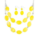 2 Layered Chunky Beaded Shell Necklace for Women Sea Shell blue/yellow/red/green/turquoise/teal/white Statement Necklace and Earring Set Elegant Women Necklace Set Jewelry Sets for Women - color: Yellow