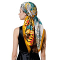 QIUTIMIY 35"x35" Like Silk Head Scarf for Women Satin Feel Large Square Scarf for Hair Wrapping and Sleeping Fashion Bandana - color: (90cm)square Scarf 1