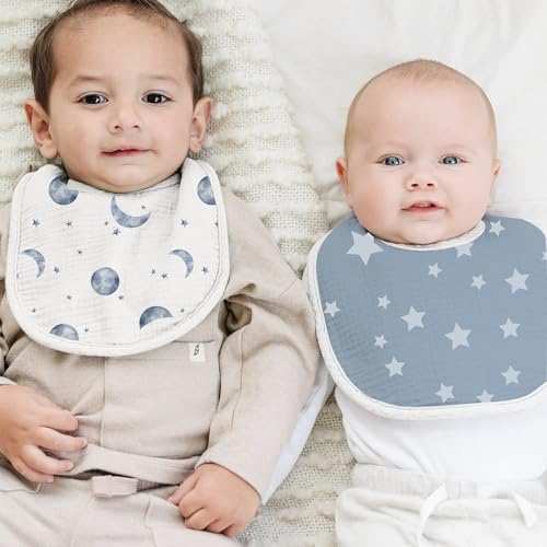 Konssy Muslin Baby Bibs 8 Pack Baby Bandana Drool Bibs Cotton for Unisex Boys and Girls, Soft Absorbent Set for Teething and Drooling - color: Sage