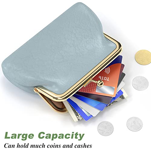 Coin Purse, Small PU Leather Change Purse, Coin Wallet with Clasp, Car Change Holder Pouch for Woman Men Kids Girls, Blue - color: Blue