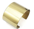 Stainless Steel Smooth Polished Open Cuff Bangle Bracelet for Women Lady Girls Gift - color: flat gold 18k
