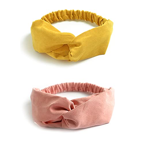 DRESHOW 10 Pack Boho Headbands for Women Girls Elastic Back Criss Cross Hair Band Twisted Head Wrap Solid Hair Accessories - color: 10 Pack Da
