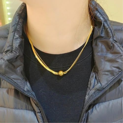 Gold Necklaces for Women Gifts - 14K Gold Plated Necklace for Women Necklaces for Her Tiny Fashion Jewelry for Teens，for Women Friends Jewelry Gifts，Necklace Gold Jewelry Birthday Gifts - style: Double layer golden round bead necklace