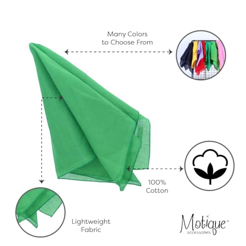 Motique Accessories Solid Color Bandana - Set of 6 Bandannas - color: Kelly Green