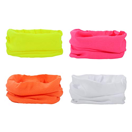 4 Headband Bandana Balaclava Half Face Mask Shield Head Hair Scarf Neck Gaiter Hat Multipurpose for Women Men Breathable Reusable Washable Pure Color White Neon Yellow Pink Orange - color: 4x Neon Green Orange Pink White Pure Color Mask