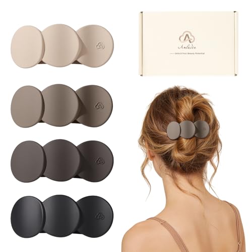 Medium Flat Hair Clips for Women, French Claw Clips Strong Hold for Thick & Thin Hair, Duckbill Hair Clips Non Slip for Driving Yoga - Beige, Light Brown, Dark Brown, Black, 4pcs - color: Beige, Light Brown, Dark Brown, Black