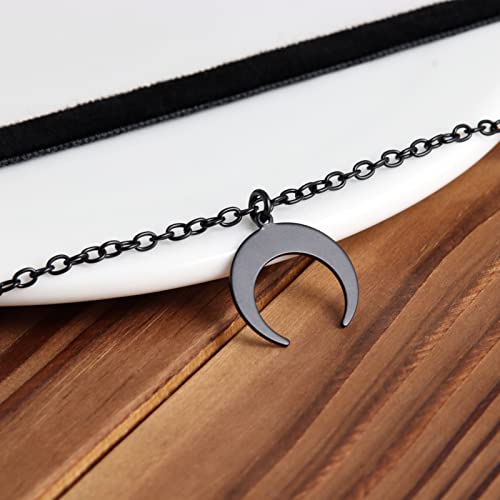 Gothic Choker, Choker Necklace for Women, Black Velvet Choker, Layered Necklace, Goth Jewelry for Women - style: Black Sailor Moon