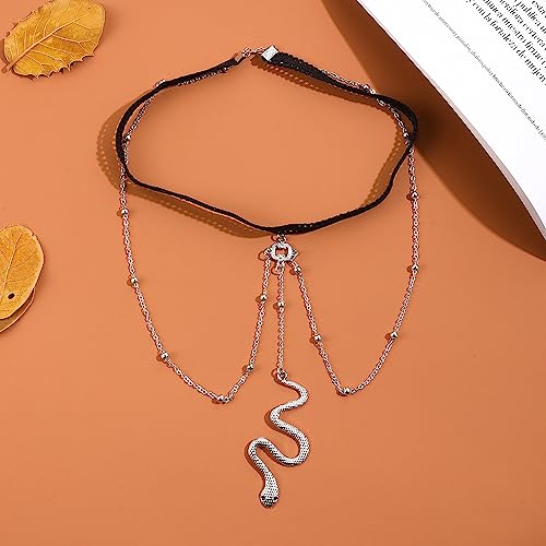 Snake Leg Chain for Women, Sexy Serpent Charm Thigh Garter, Summer Bikini Skirt Beach Party - style: B lace silver