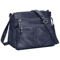 ELDA Crossbody Bags For Women Pocketbooks Soft PU Leather Purses and Handbags Multi Pocket Shoulder Bag - color: X-dark Blue