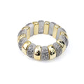 GOOJIDS Simple Beaded Gold Plated Bangles Bracelet Chunky Bamboo Tube Curved Stacking Clear Acrylic Colorful Beads Stretchable Gold Plated Bracelets Set For Women - color: B-Gold&White Leopard