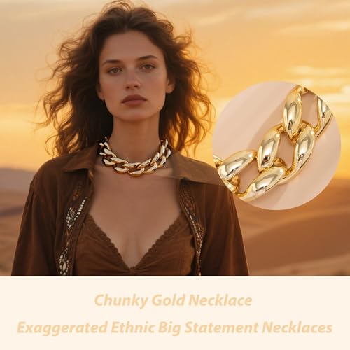 choice of all Chunky Gold Necklace Statement Necklace for Women Punk Chain Thick Gold Choker Jewelry Trendy Birthday Gifts - color: A:gold chunky necklace