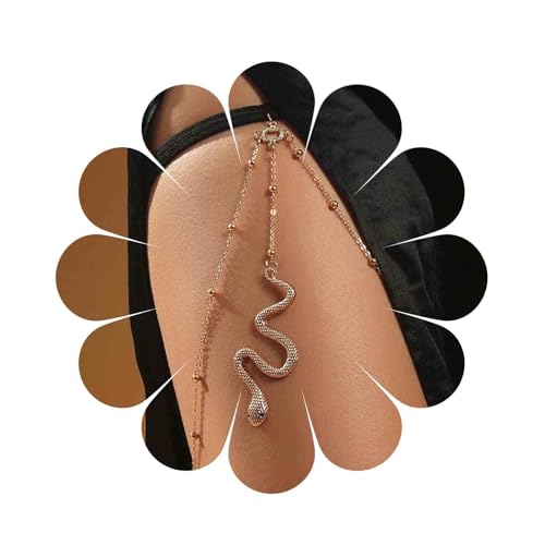 Punk Layered Snake Leg Chain Vintage Snake Thigh Leg Chain Multi Layering Thigh Chain Summer Leg Thigh Chain Punk Serpent Body Chain Rave Bikini Thigh Body Chain Jewelry for Women and Girls - color: Gold,Turquoise