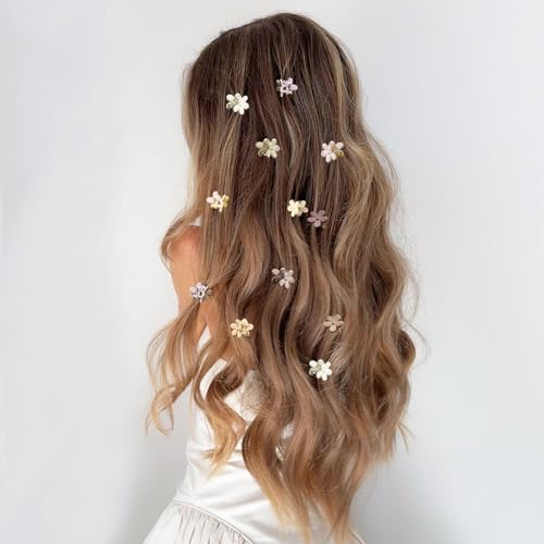 Mini Flower Hair Clips 100Pcs, Small Hair Clips Mini Claw Clips Cute Jaw Clips Hair Pins Hair Barrettes Hair Accessories for Women Girls Kids Teens - color: Neutral