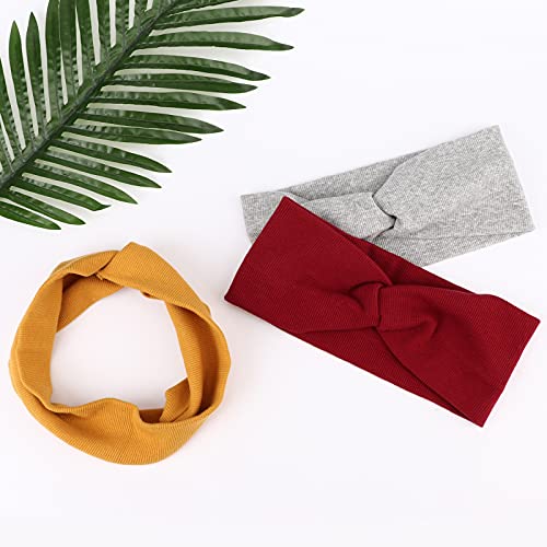 AQOKKA Elastic Knotted Headbands for Women Criss Cross Head Bands for Women's Hair Non Slip Boho Wrap Twisted Hair Accessories - color: 8 Pack Ribbing Cross Headbands B