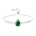 Linawe Crystal Imitation Diamond Rhinestone Charm Bracelets for Women, Gold/Silver/Rose Gold Adjustable Chain Bracelet, Teardrop Birthstone Cubic Zirconia Prom Costume Wedding Jewelry - color: Silver,May