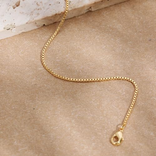 SLOONG Gold Pearl Bracelets for Women Trendy, 14K Gold Plated Dainty Stackable Layered Chain Bridesmaid Bracelets, Waterproof Wedding Jewelry for Women Adjustable 6"+2" - color: Style8(Box Chain)