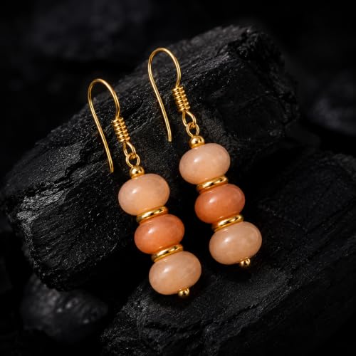 Gempires Lightweight Beaded Earrings Handmade Gemstone Jewelry Hypoallergenic Gold Plated Dangling Earrings For Women