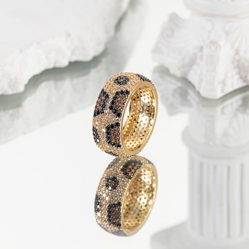 Gold Plated Leopard Ring for Women Leopard Cubic Zirconia Statement Rings for Women Men Christmas Wedding Birthday Jewelry - size: 7