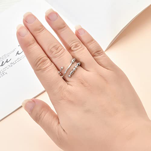 Morse Code Rings for Women, Stainless Steel Spinner Ring Fidget Rings for Anxiety Ring Morse Code Rings Inspirational Gifts Jewelry Women Birthday Graduation Gifts for Best Friends - style: 20 B*dass bestie